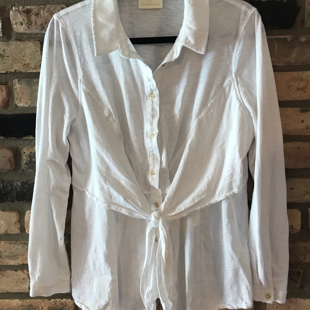 XL Maeve by anthropology white button up.